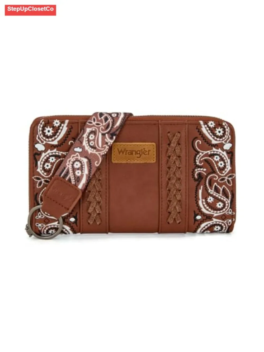 Western Paisley Wristlet Wallet Women PU Leather Zip Around Clutch RFID Blocking